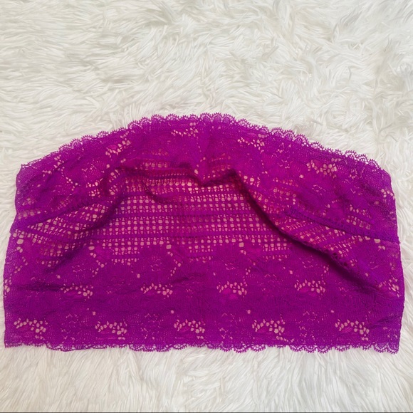 Free People Camila Lace Bandeau Deep Orchid L - Picture 2 of 7